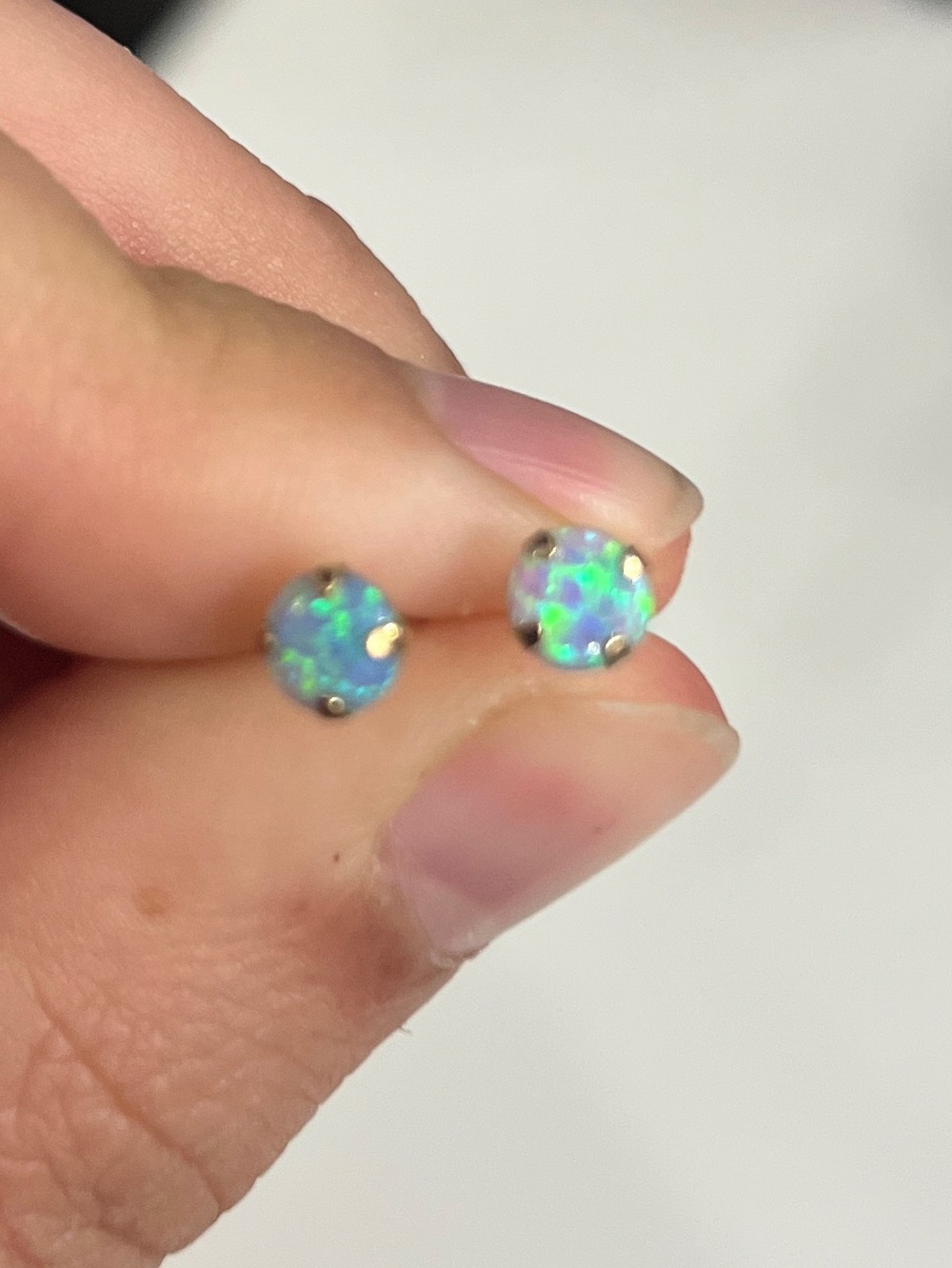 Opal Blue-Green Stud Earrings